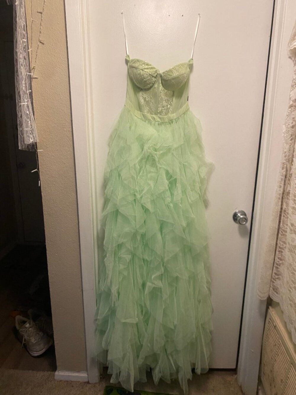 AKIRA - ARIA CORSET TOP MAXI TULLE DRESS (Medium, Green)